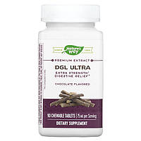 Nature's Way, DGL Ultra, сильне полегшення травлення, німецький шоколад, 75 мг, 90 жувальних таблеток