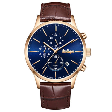 Чоловічі вологостійкі годинники Lee Cooper Leather Gold, фото 1