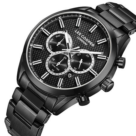 Чоловічий водостійкий годинник  Lee Cooper England Black, фото 1