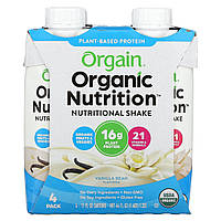 Orgain, Organic Nutrition, поживний коктейль, ваніль, 4 шт. по 330 мл (11 рідк. унцій)