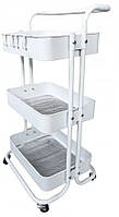 Етажерка з полицями для кухні та ванної на колесах Bonro Бонро B-023 білий (42400114)