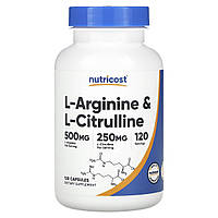Nutricost, L-аргінін і L-цитрулін, 120 капсул