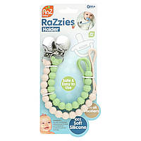 RaZbaby, тримач для соски RaZzies, від 0 місяців, зелений/бежевий, 2 тримачі