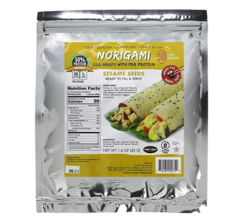 Norigami, яєчні упаковки з гороховим протеїном і насінням кунжуту, 10 тонких упаковок, 40 г (1,4 унції)