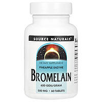 Source Naturals, бромелаїн, 600 GDU/грам, 500 мг, 60 таблеток