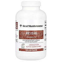 Real Mushrooms, рейші, порошок із екстракту гриба, 200 капсул