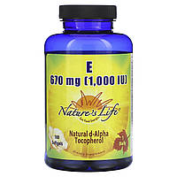 Nature's Life, вітамін E, 670 мг (1000 МО), 100 капсул