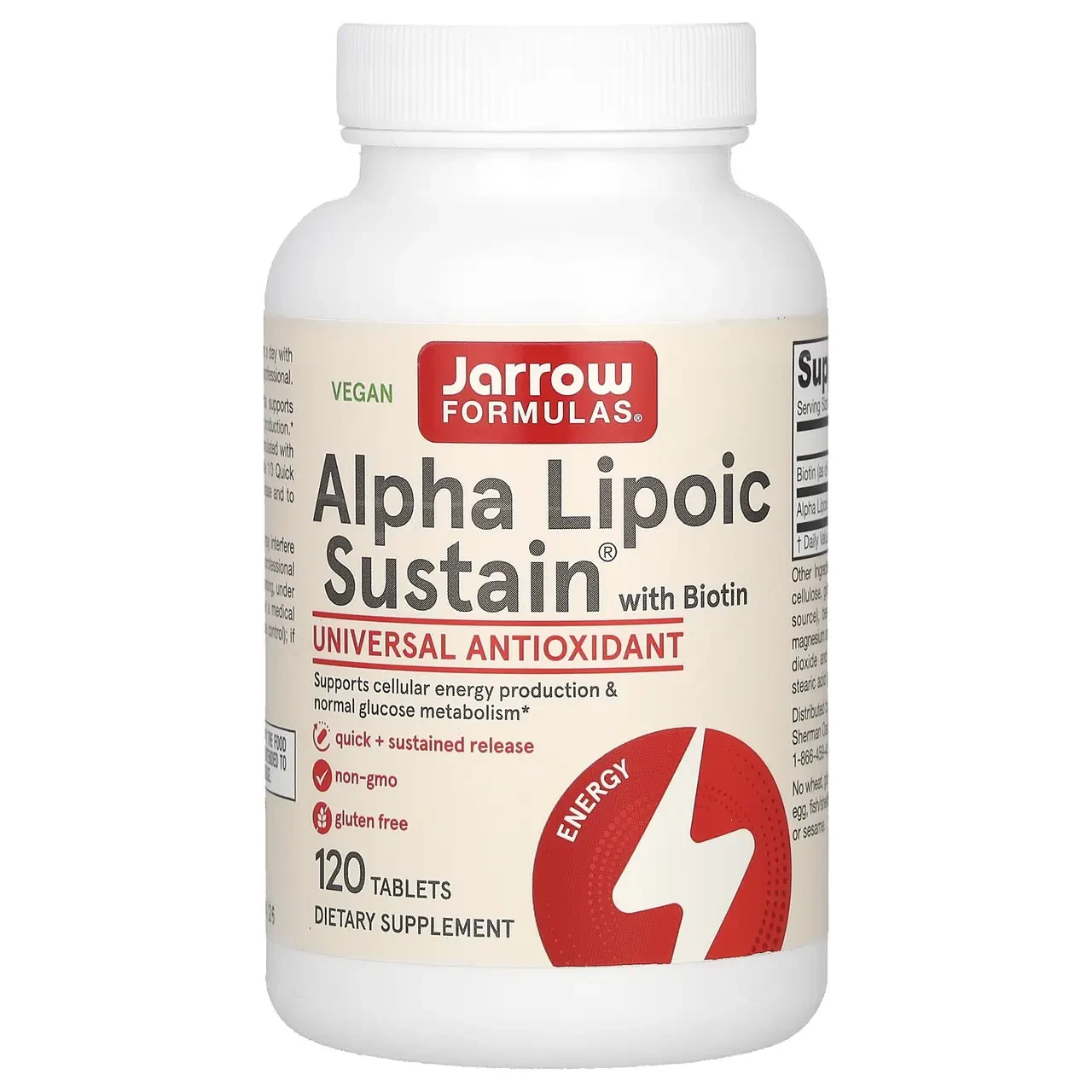 Jarrow Formula, Alpha Lipoic Sustain, альфа-ліпоєва кислота з біотином, 300 мг, 120 таблеток, фото 1