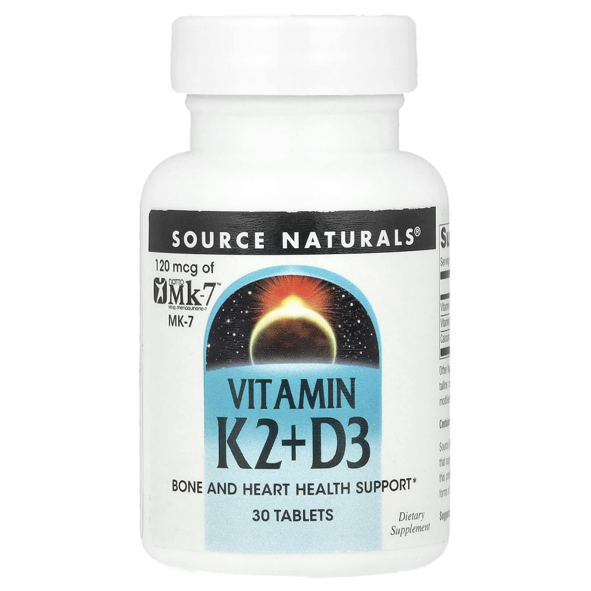 Source Naturals, Вітамін K2+D3, 30 таблеток