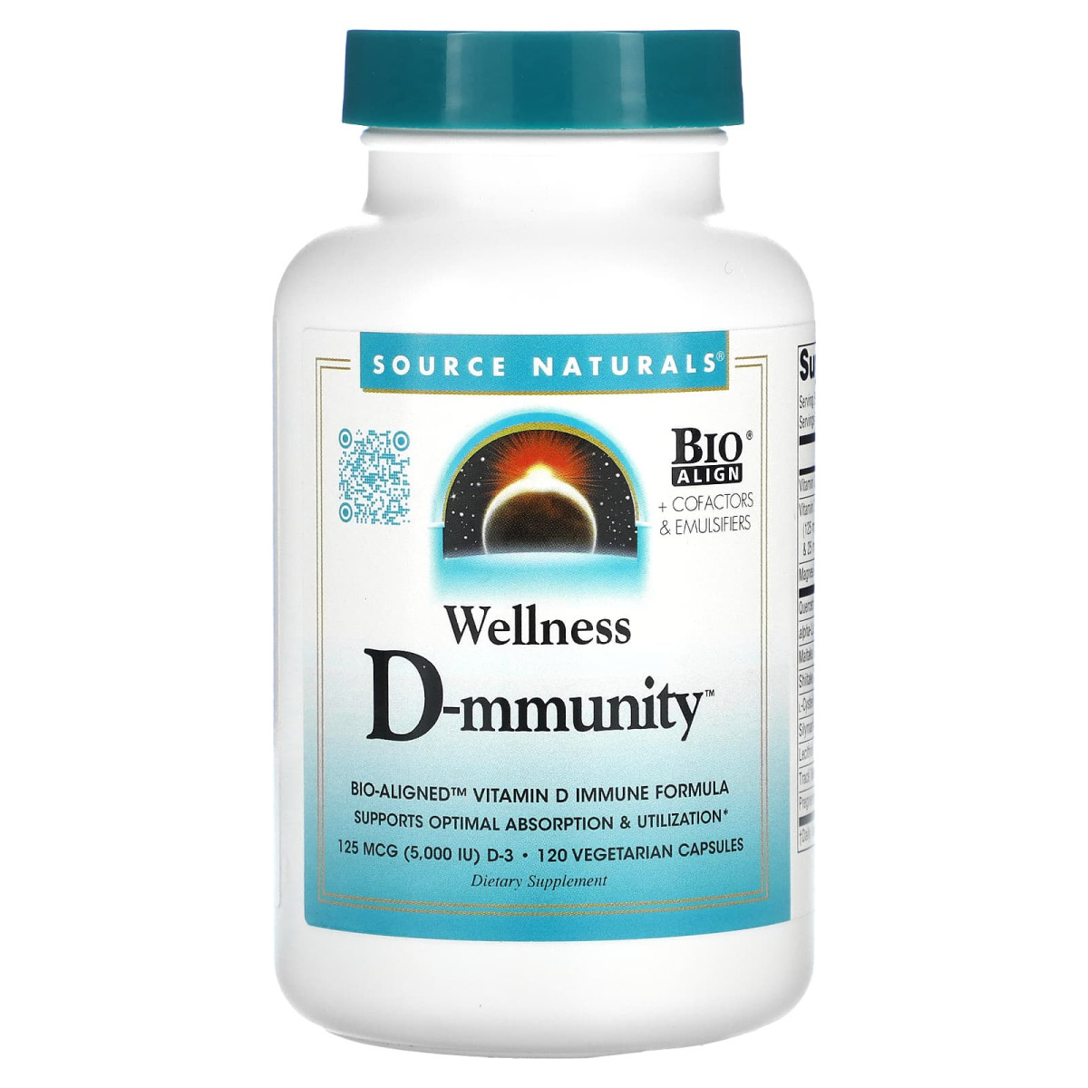 Source Naturals, Wellness, D-mmunity, добавка для зміцнення імунітету, 5000 МО, 120 вегетаріанських капсул (2500 МО в капсулі)