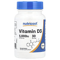 Nutricost, вітамін D3, 5000 МО, 30 капсул
