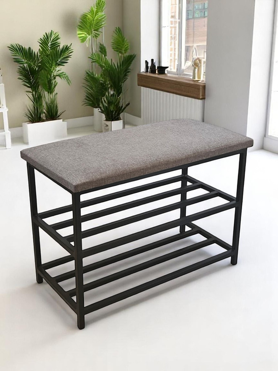 Банкетка для взуття 80 см Наша Ковка з сидінням Loft Linea