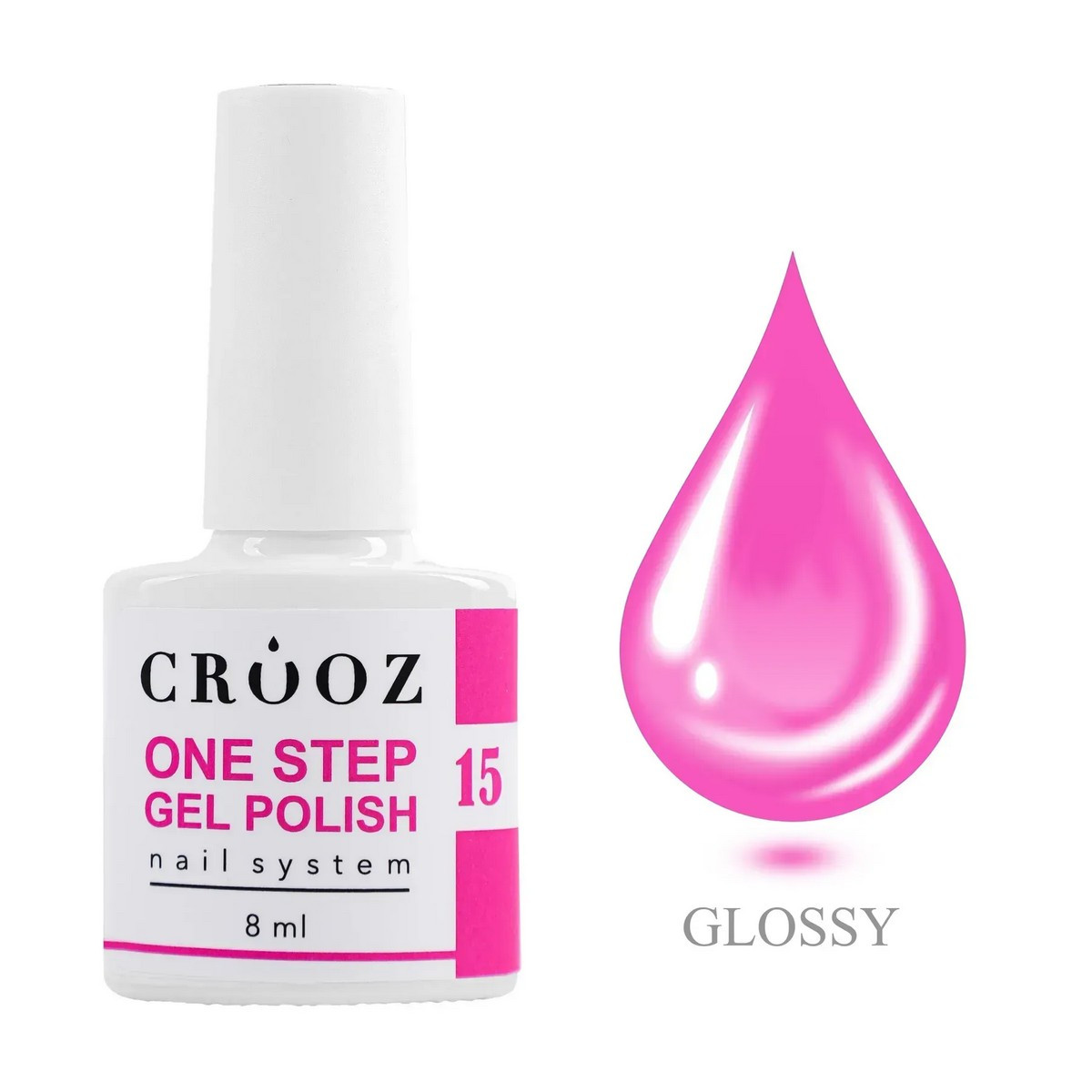 CROOZ ONE STEP GEL POLISH 3 в 1 (база, колір, топ) #15, 8 мл