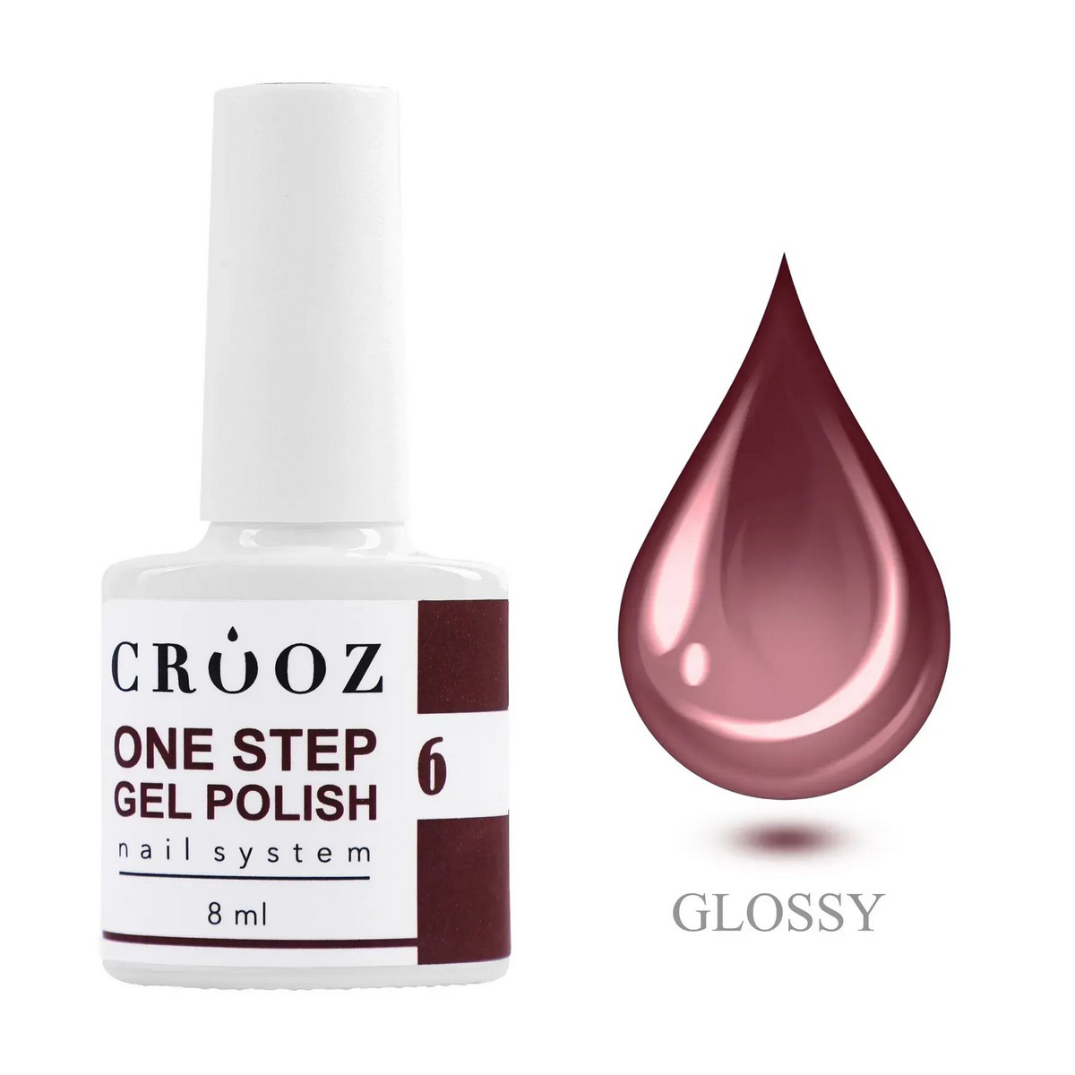 CROOZ ONE STEP GEL POLISH 3 в 1 (база, колір, топ) #6, 8 мл