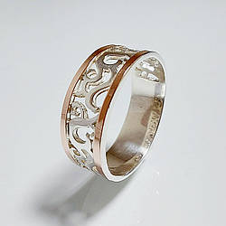 Срібна обручка з золотими накладками