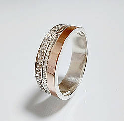 Срібна обручка з золотими накладками