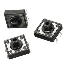 Кнопка тактова, мікрік 100шт, DIP 4 контакта, 12x12x7.3мм - оригінал