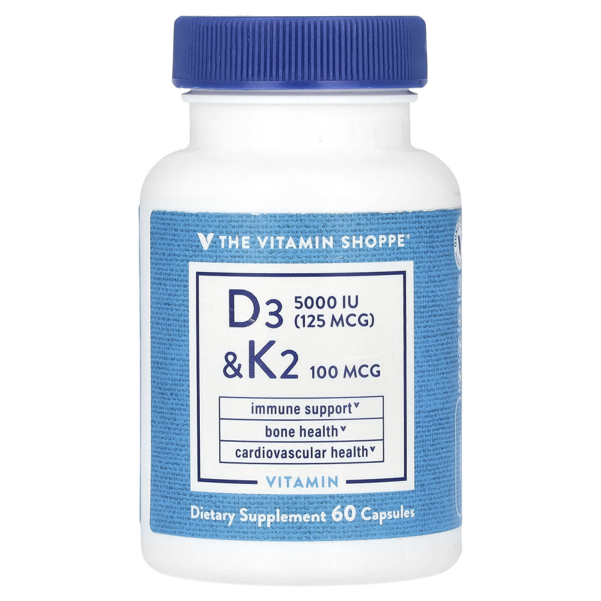 The Vitamin Shoppe, вітаміни D3 і K2, 60 капсул