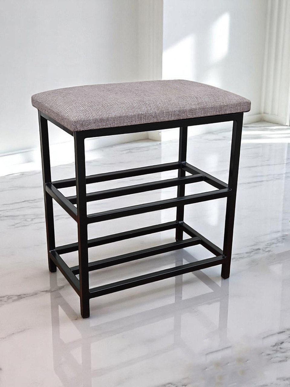 Банкетка пуф лофт 40*25 см чорний/попелястий беж, фото 1