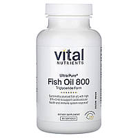 Vital Nutrients, надзвичайно чистий риб’ячий жир 800, у формі тригліцеридів, лимон, 90 капсул