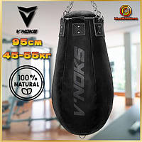 Боксерська груша аперкотна V'Noks Fortes Black 45-55 кг – натуральна шкіра, 95×47 см, ланцюги в комплекті