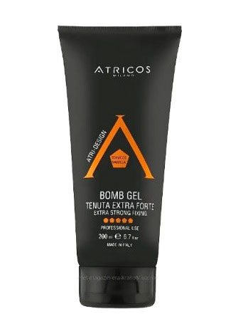 Моделювальний гель для волосся екстрасильної фіксації Atricos Bomb Gel 200 ml для стайлінгу укладання, фото 1