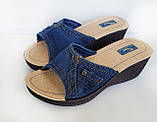 Шльопанці джинсові, жіночі на танкетці 38 р, фото 4