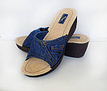Шльопанці джинсові, жіночі на танкетці 38 р, фото 8