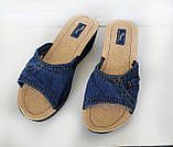 Шльопанці джинсові, жіночі на танкетці 38 р, фото 6