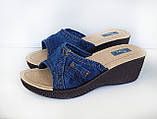 Шльопанці джинсові, жіночі на танкетці 38 р, фото 3