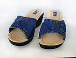 Шльопанці джинсові, жіночі на танкетці 38 р, фото 5