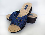 Шльопанці джинсові, жіночі на танкетці 38 р, фото 2