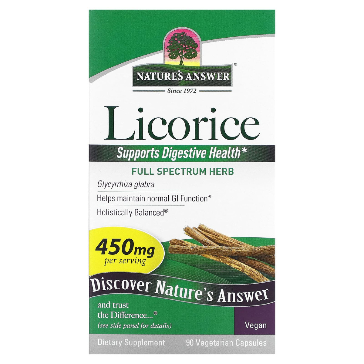 Лакрица, Nature's Answer, 450 мг, 90 рослинних капсул