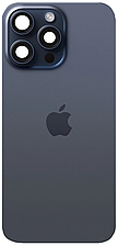 Задня кришка iPhone 15 Pro синя Blue Titanium з рамкою в комплекті скло камери магнітне кільце оригінал