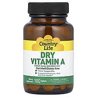 Сухий вітамін A Country Life (Dry Vitamin A) 3000 мкг 100 таблеток
