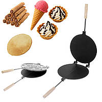 Форма для выпечки вафельных трубочек вафельница круглая 220 мм с антипригарным / тефлоновым покрытием