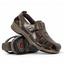 Чоловічі шкіряні сандалі Pegada (Бразилія) коричневі з липучкою літні босоніжки 132255-03