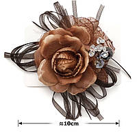 Заколка-брошка з коричневою квіткою