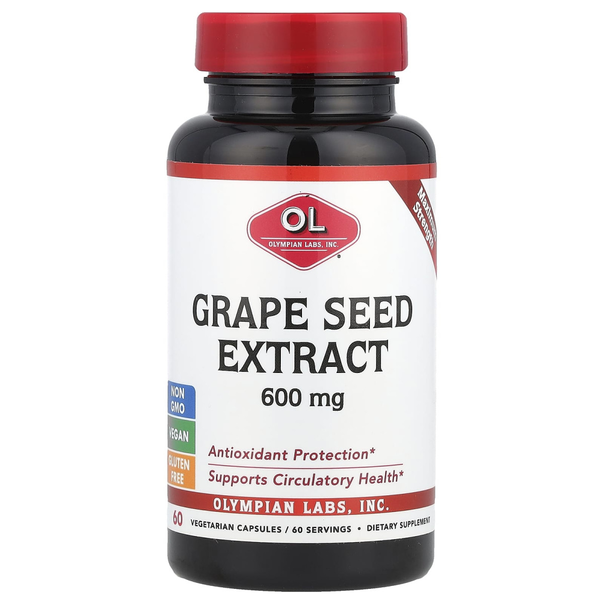 Екстракт виноградних кісточок Olympian Labs Inc. (Grape Seed Extract) 600 мг 60 капсул