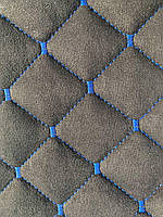 Стьобана штучна антара чорна "ROMB" із синьою ниткою на синтепоні 200 щільності. - 350 грн.