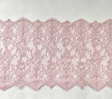 Ажурне французьке мереживо шантильї (з війками) рожево-бузкового кольору шириною 29 см, довжина купона 2,9 м, фото 6