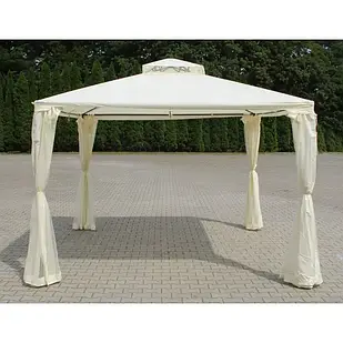 Павільйон для дачі 3х3 м, бічні сітки на блискавці, шторки регулюються липучках, вентиляція даху, колір бежевий