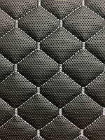 Псевдоперфорированная черная турецкая екокожа "ROMB" с серой ниткой на поролоне 7мм. - 450 грн.