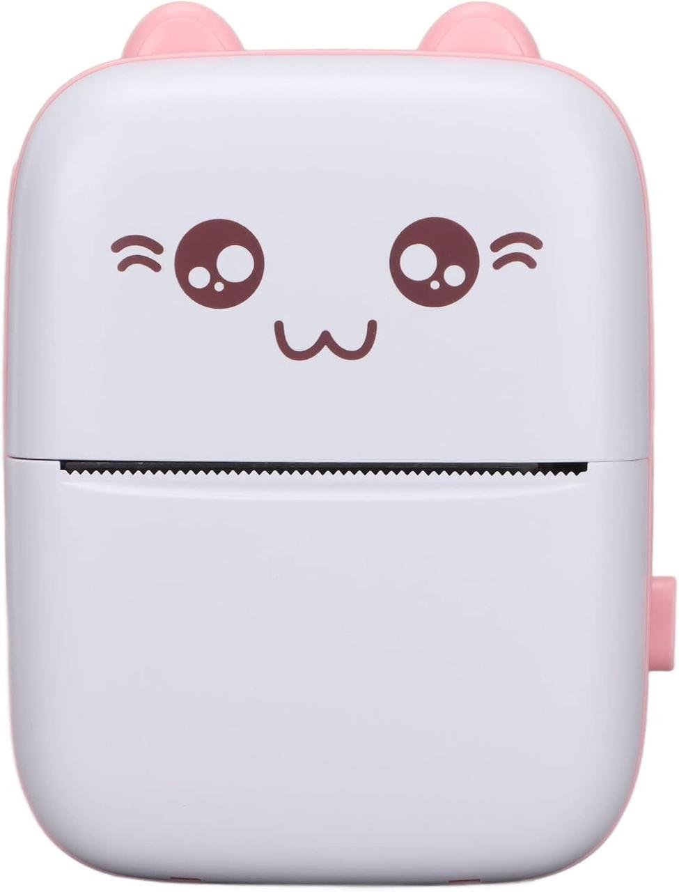 Портативний термопринтер рожевий Bluetooth + 1 рулон термопаперу