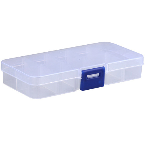 Коробка органайзер кейс для снастей бісеру 125х63х22мм 10 комірок прозорий, фото 1