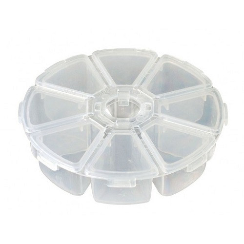 Коробка органайзер кейс для снастей бісеру круглий 100х25 мм 8 комірок, фото 1