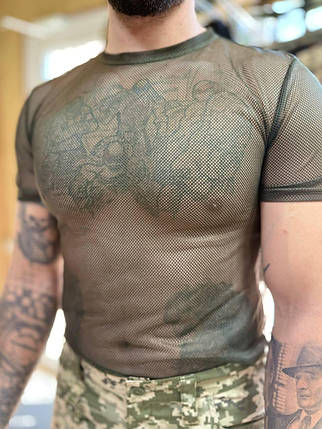 Футболка база стрейч-сітка олива, фото 1