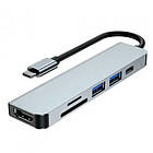 Promo Ціна! USB 3.1 Type-C хаб розгалужувач на 2x USB 3.0, HDMI, кардрідер, PD, метал - тільки на ZaGrosh.com.ua