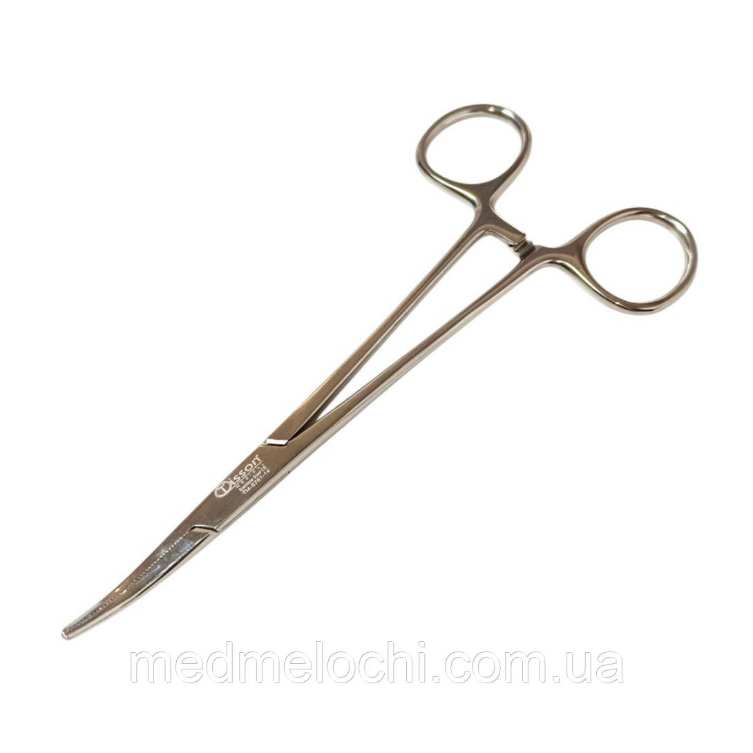 Затискач гемостатичний Halsted Mosquito, зігнутий Tisson Medical. Довжина 14 см