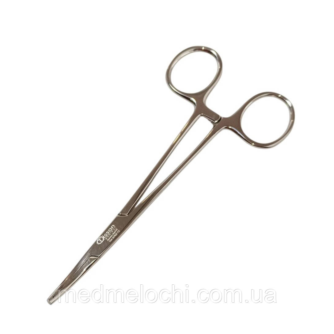 Затискач гемостатичний Halsted Mosquito, зігнутий, зубчики 1:2 Tisson Medical. Довжина 12 см